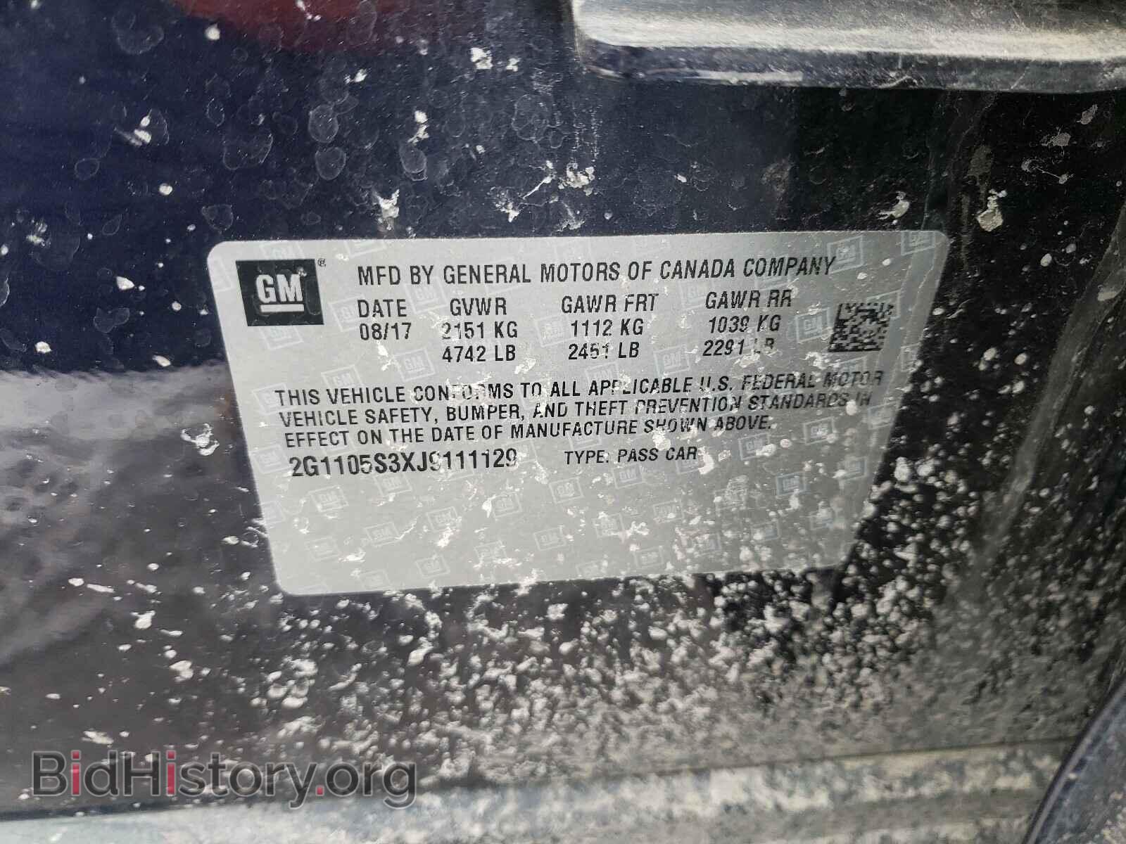 2018 CHEVROLET IMPALA - VIN: 2G1105S3XJ9111129 - Фото 10