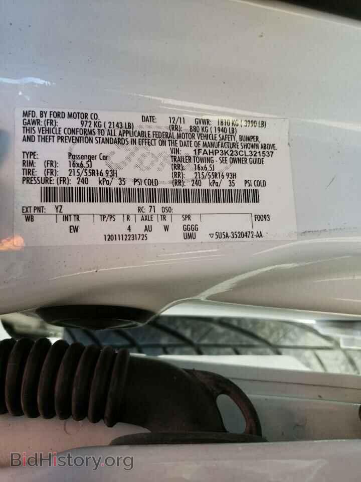 2012 FORD FOCUS - VIN: 1FAHP3K23CL321537 - Фото 10