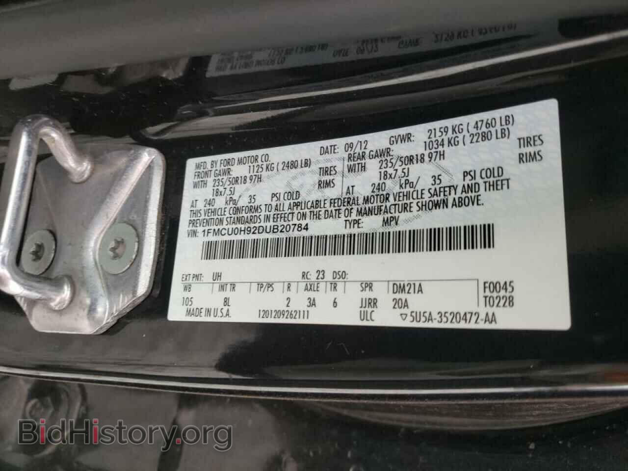 2013 FORD ESCAPE - VIN: 1FMCU0H92DUB20784 - Фото 10