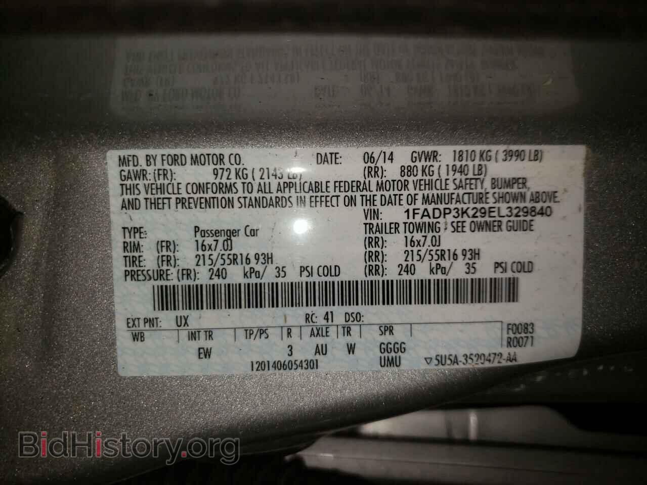 2014 FORD FOCUS - VIN: 1FADP3K29EL329840 - Фото 10
