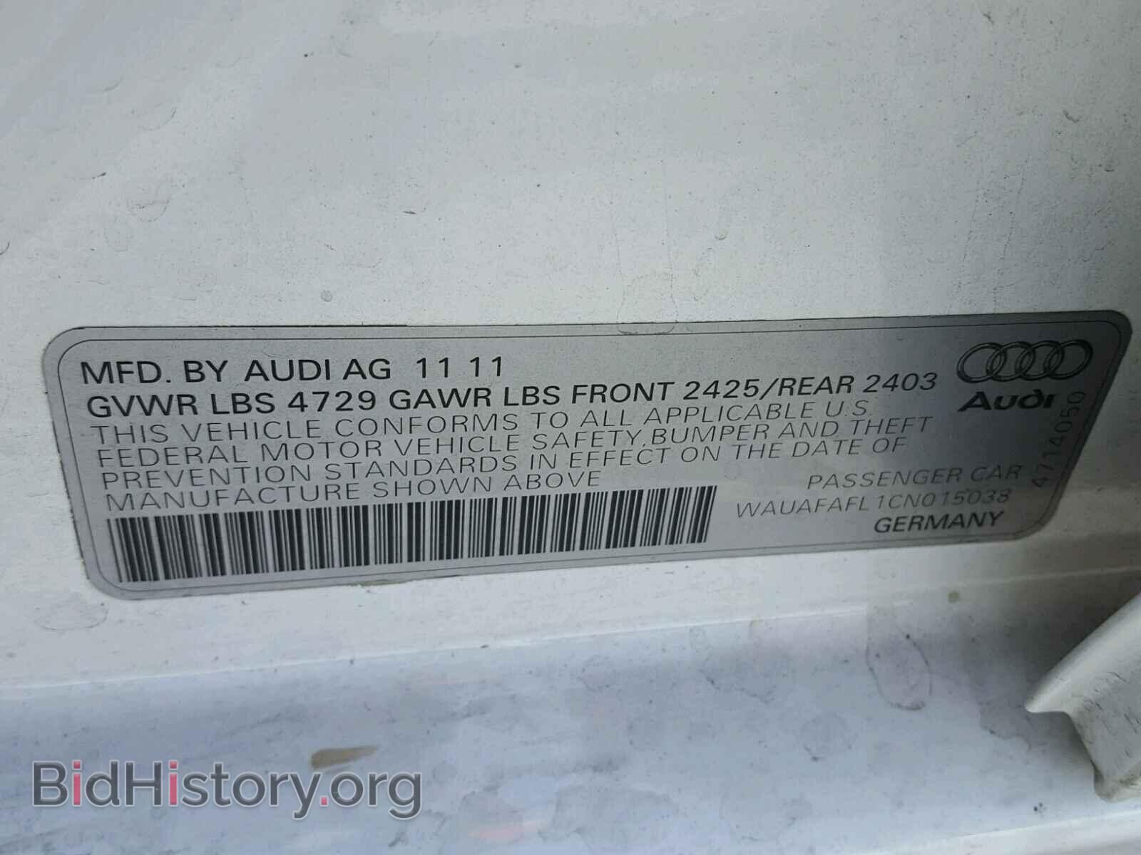 2012 AUDI A4 - VIN: WAUAFAFL1CN015038 - Фото 10