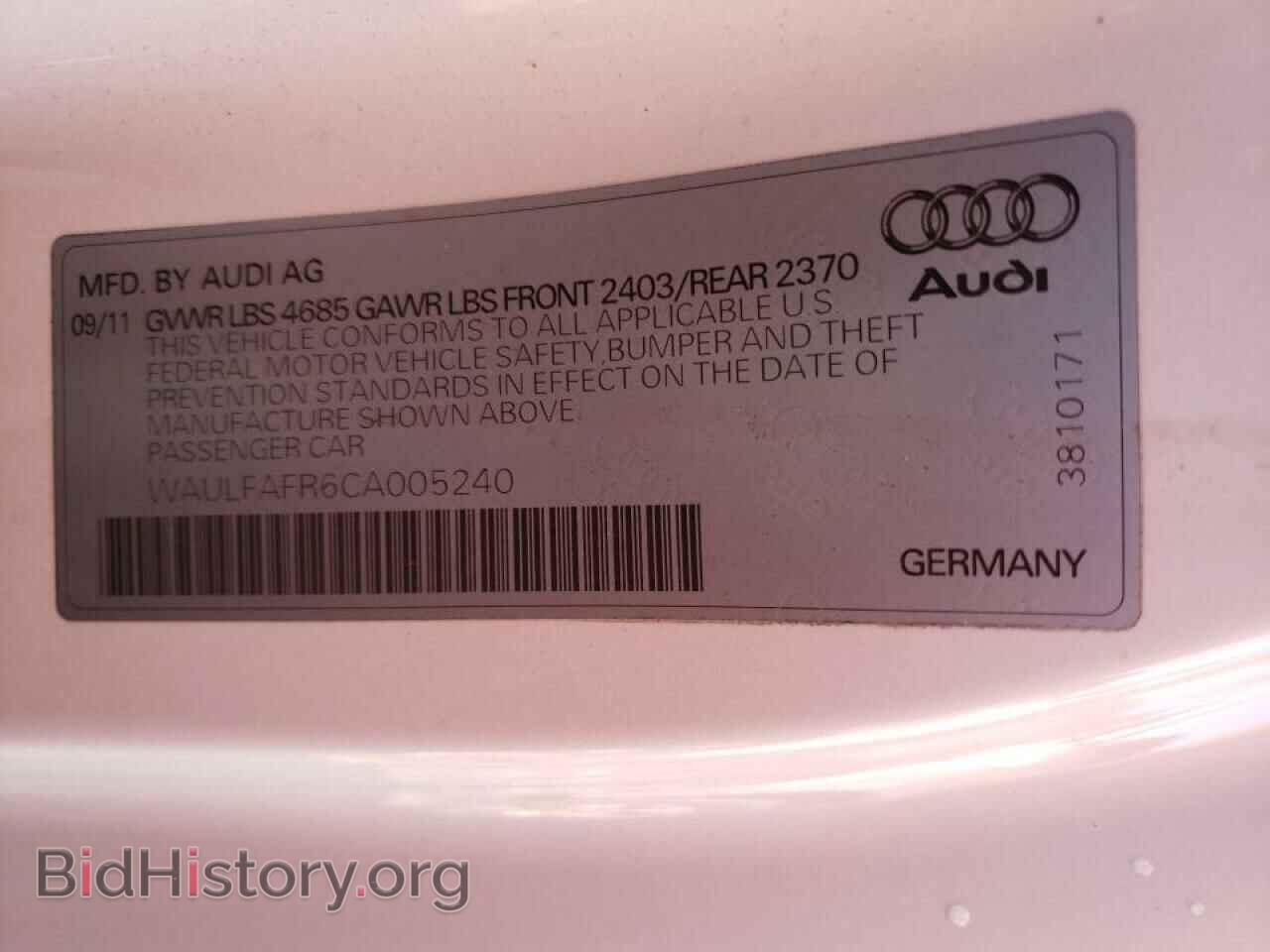 2012 AUDI A5 - VIN: WAULFAFR6CA005240 - Photo 10