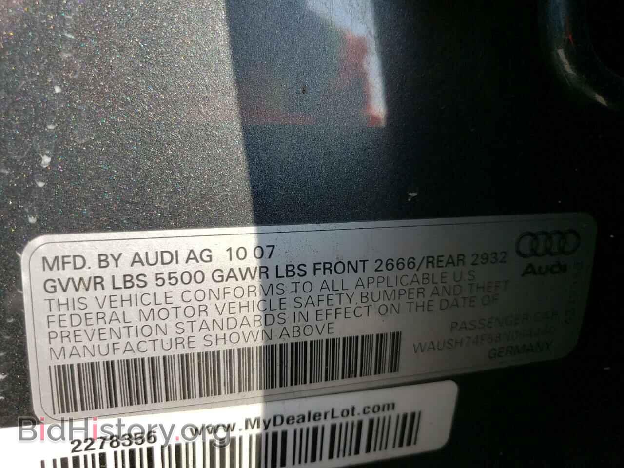 2008 AUDI A6 - VIN: WAUSH74F58N064460 - Фото 10