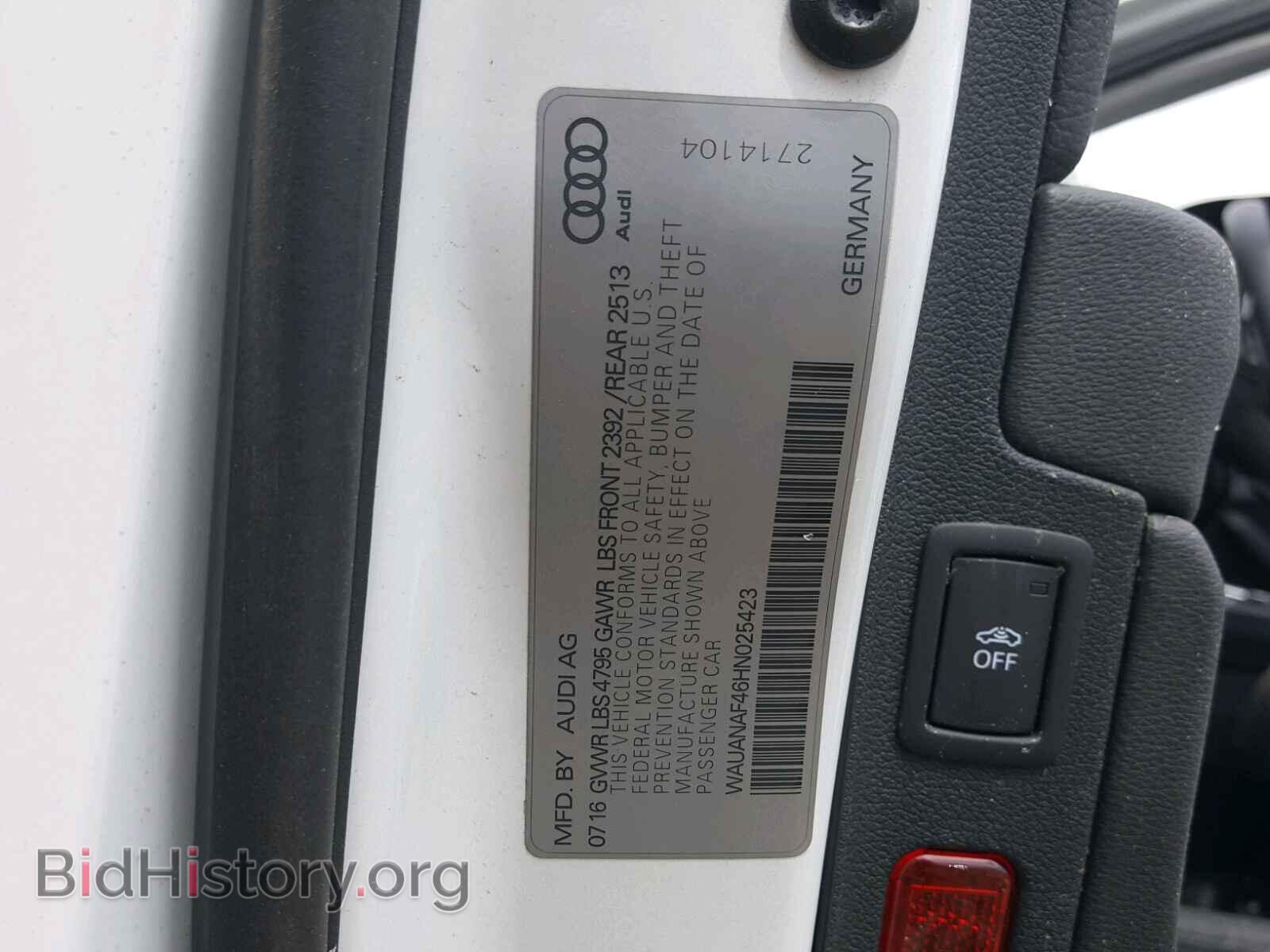 2017 AUDI A4 - VIN: WAUANAF46HN025423 - Фото 10