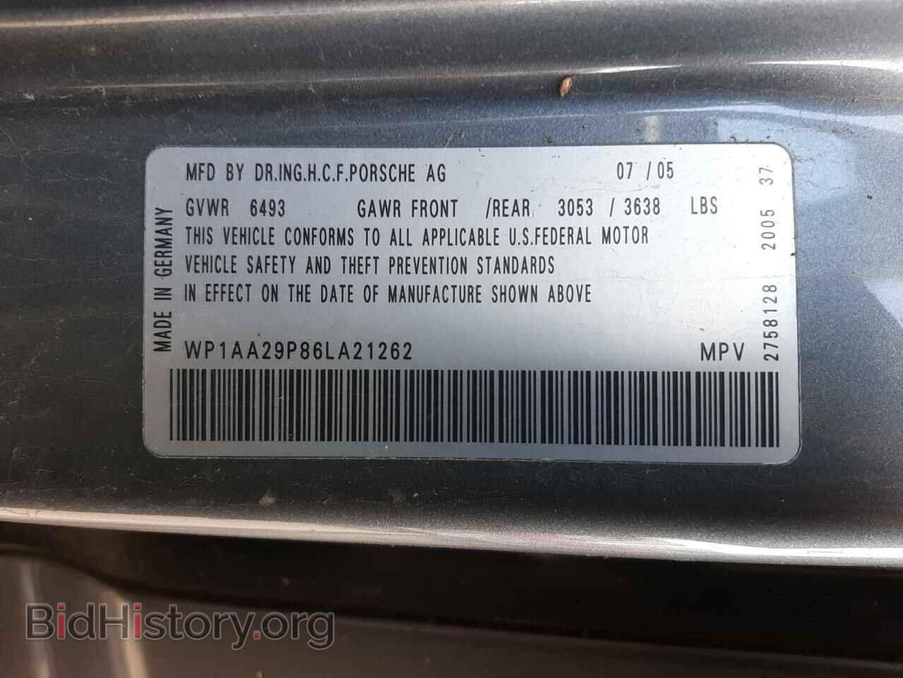 2006 PORSCHE CAYENNE - VIN: WP1AA29P86LA21262 - Фото 10