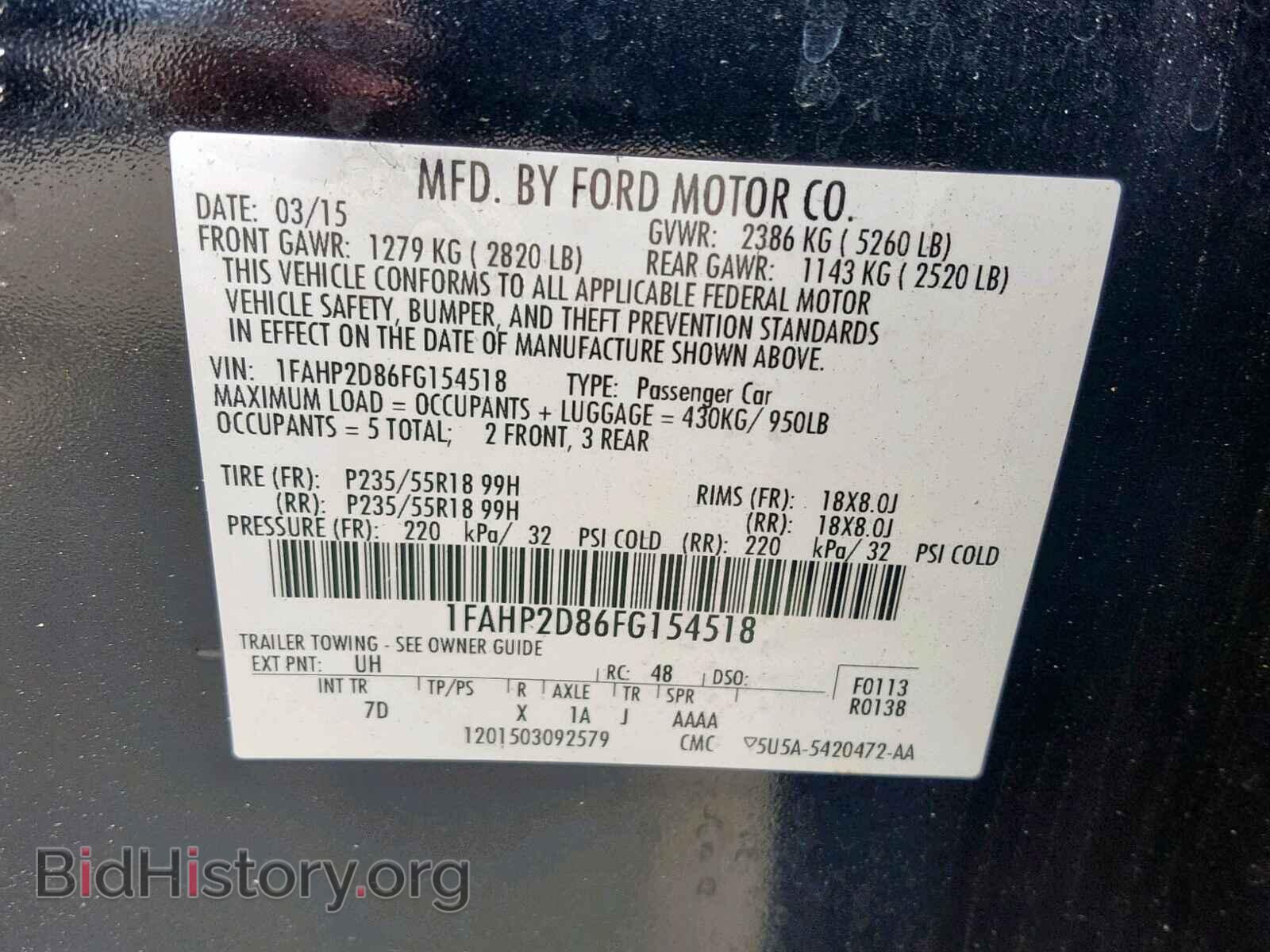 2015 FORD TAURUS - VIN: 1FAHP2D86FG154518 - Photo 10