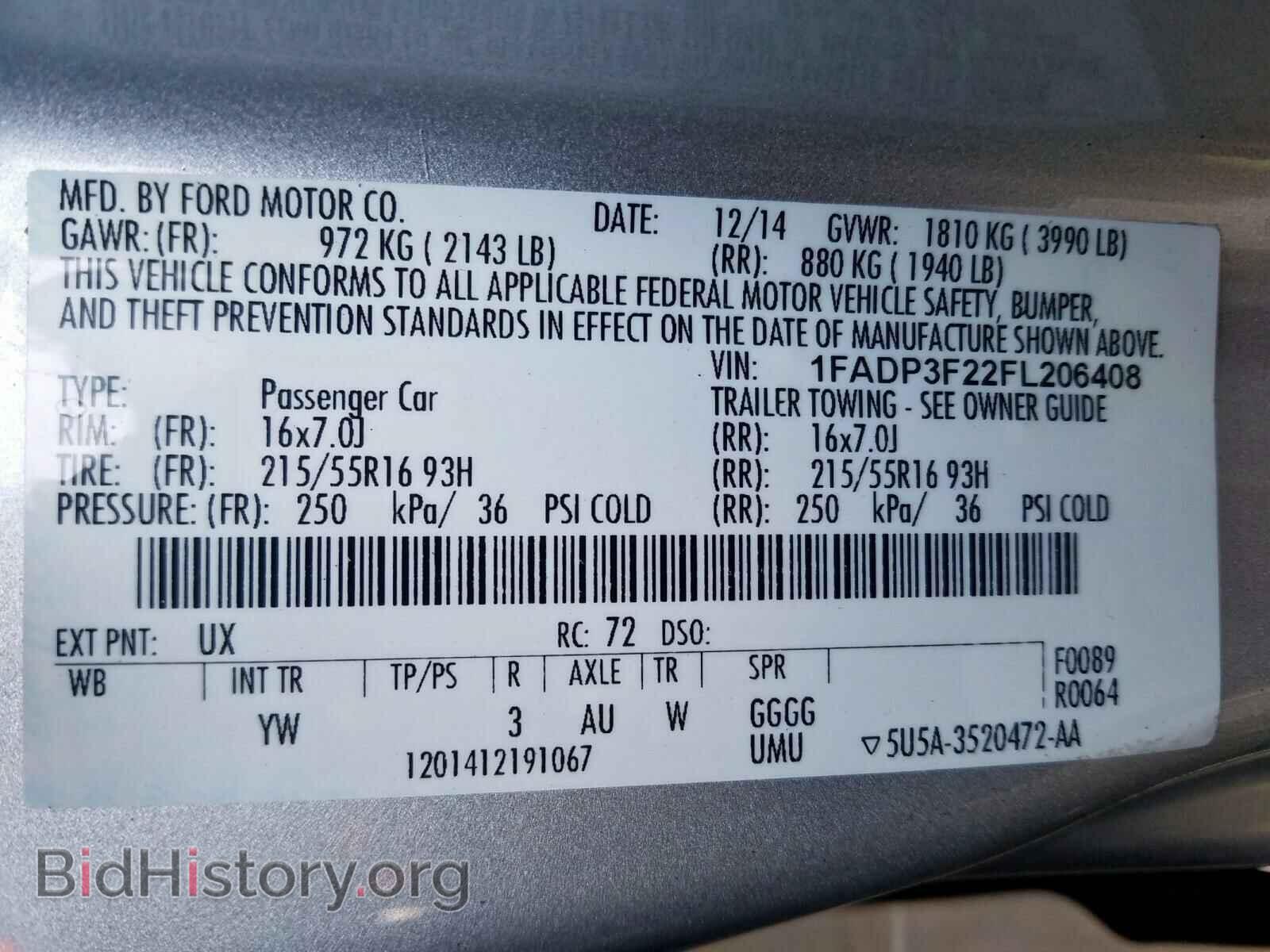 2015 FORD FOCUS - VIN: 1FADP3F22FL206408 - Фото 10