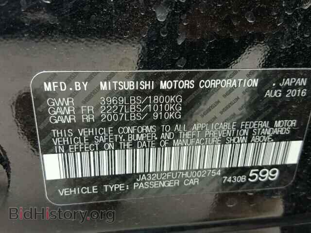2017 MITSUBISHI LANCER - VIN: JA32U2FU7HU002754 - Фото 10