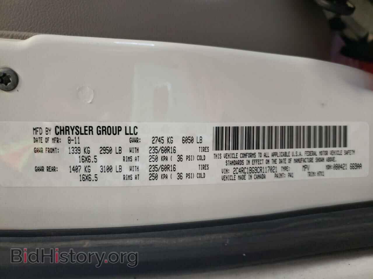 2012 CHRYSLER MINIVAN - VIN: 2C4RC1BG9CR117021 - Фото 10