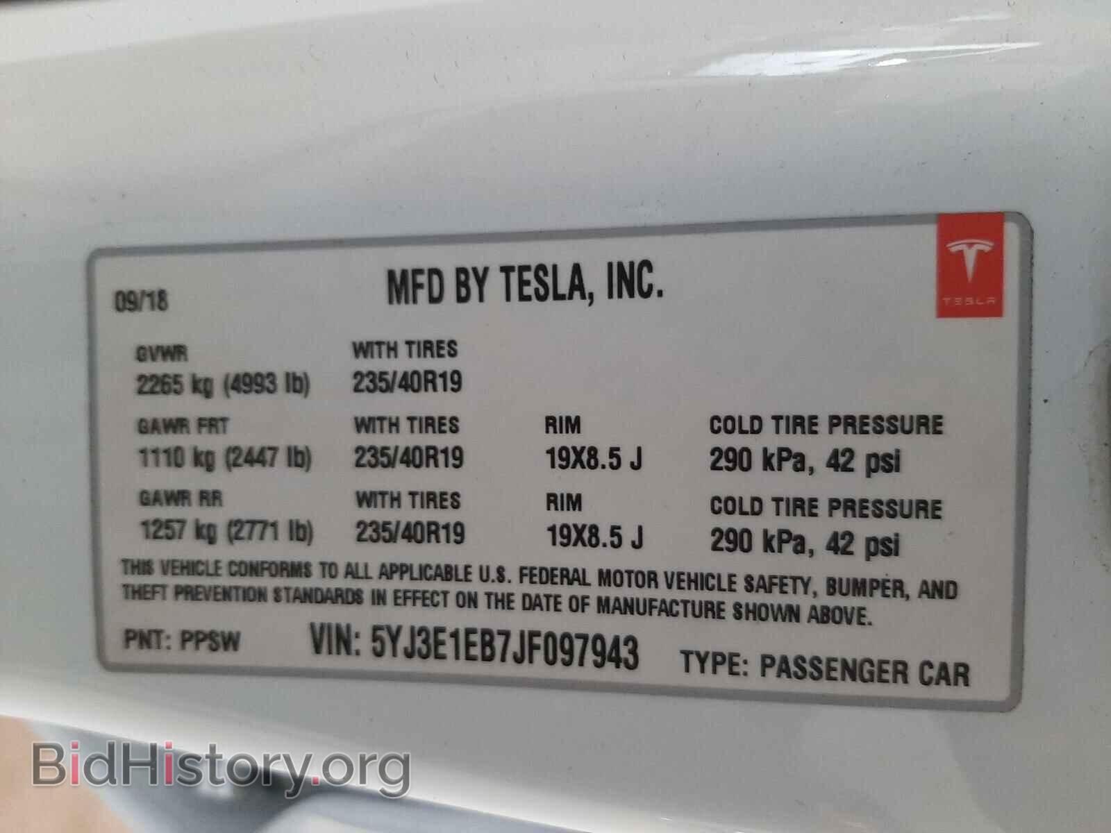 2018 TESLA MODEL 3 - VIN: 5YJ3E1EB7JF097943 - Фото 10