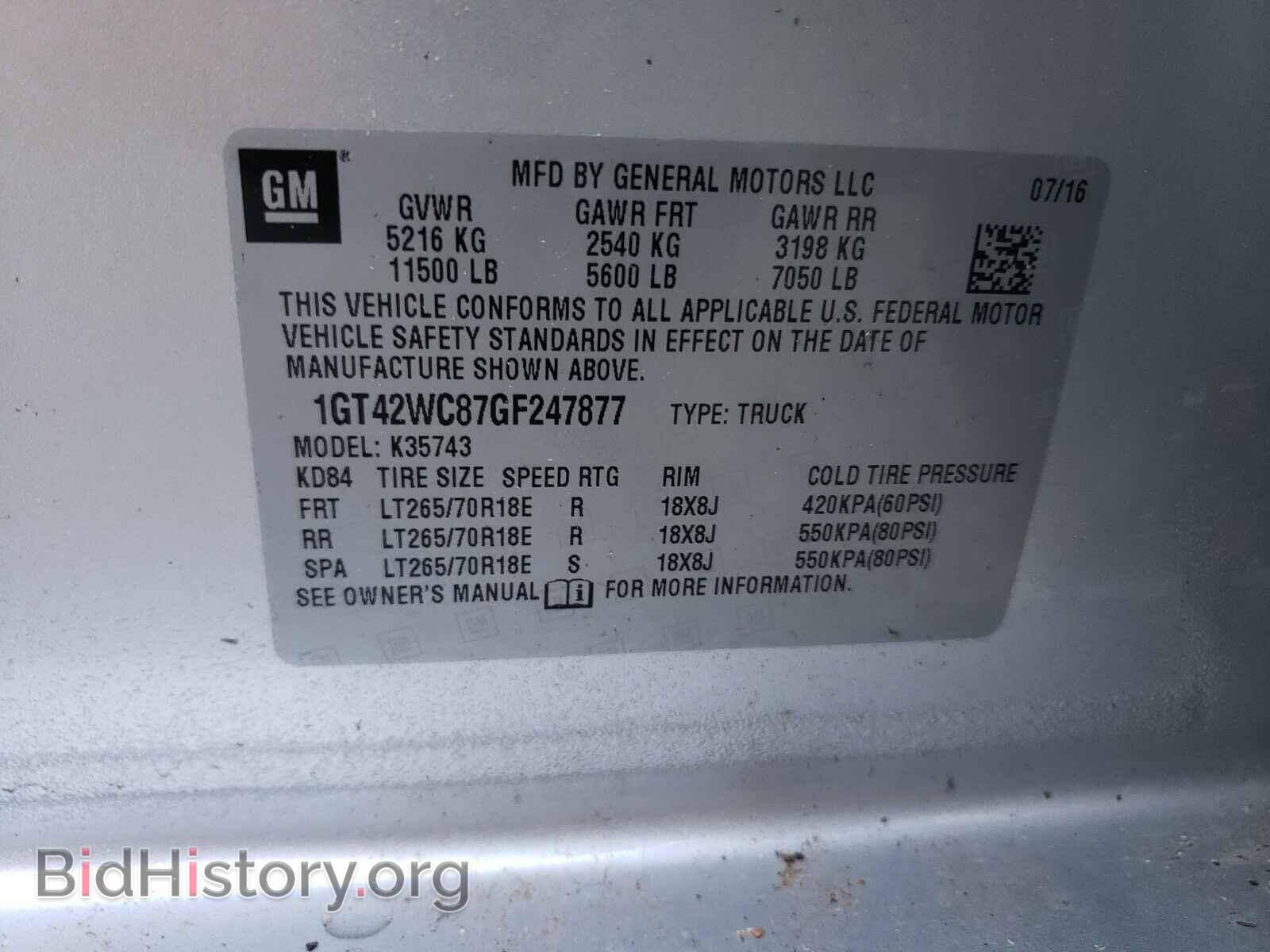 2016 GMC SIERRA - VIN: 1GT42WC87GF247877 - Фото 10