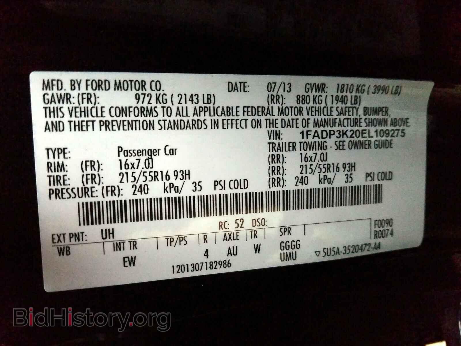 2014 FORD FOCUS - VIN: 1FADP3K20EL109275 - Фото 10