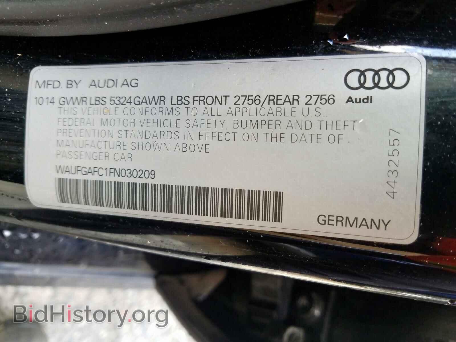 2015 AUDI A6 - VIN: WAUFGAFC1FN030209 - Фото 10