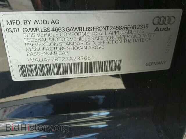 2007 AUDI A4 - VIN: WAUAF78E27A233651 - Фото 10