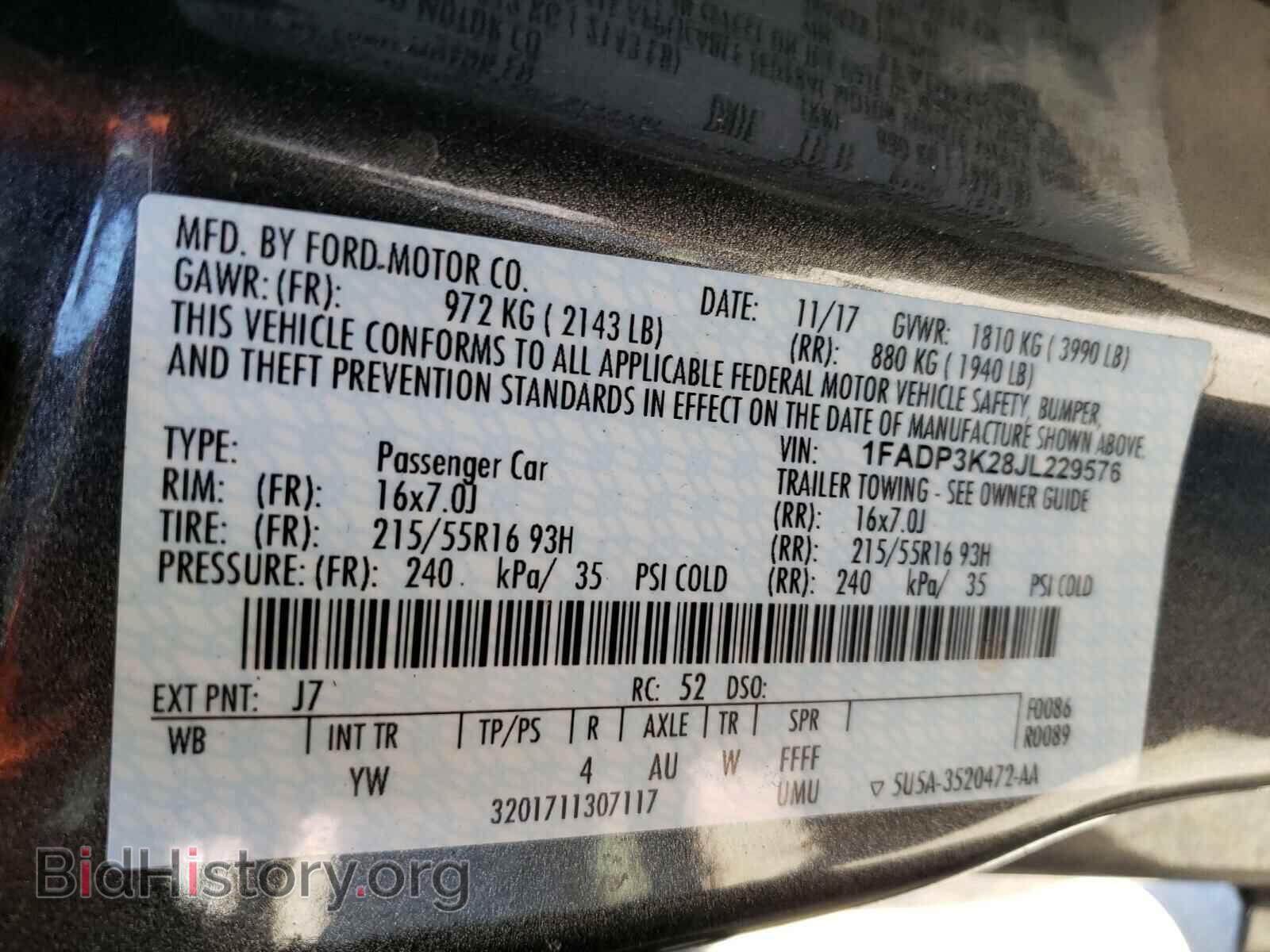 2018 FORD FOCUS - VIN: 1FADP3K28JL229576 - Фото 10