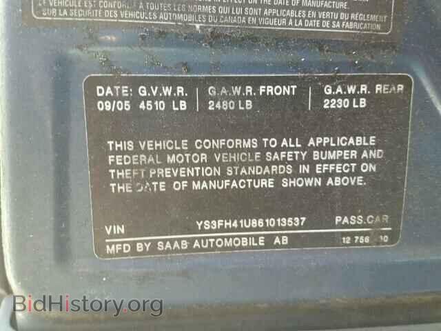 2006 SAAB 9 3 - VIN: YS3FH41U861013537 - Фото 10