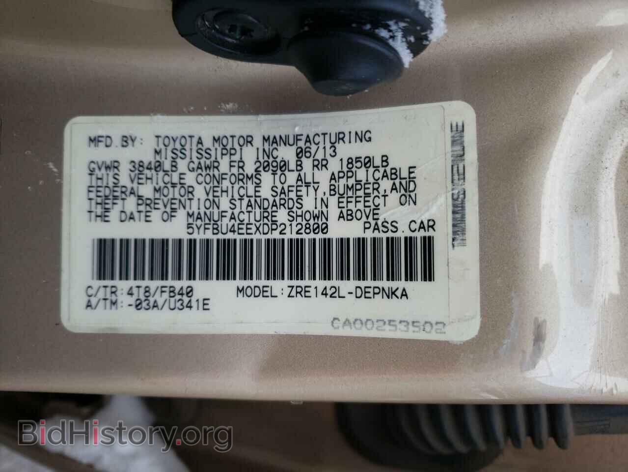 2013 TOYOTA COROLLA - VIN: 5YFBU4EEXDP212800 - Фото 10