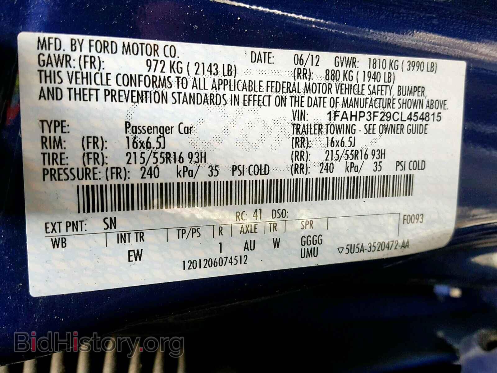 2012 FORD FOCUS SE - VIN: 1FAHP3F29CL454815 - Фото 10