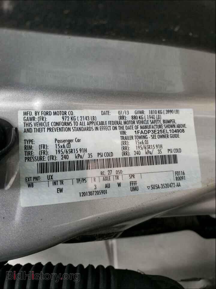 2014 FORD FOCUS - VIN: 1FADP3E25EL104908 - Фото 10