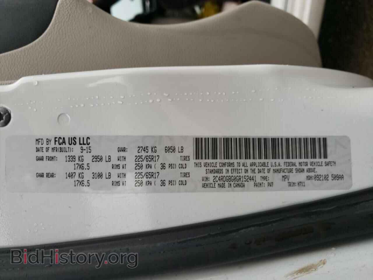 2016 DODGE CARAVAN - VIN: 2C4RDGBG0GR152441 - Фото 10