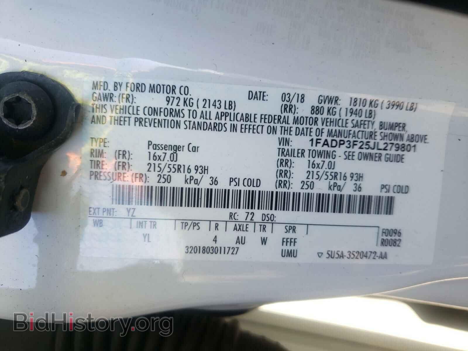 2018 FORD FOCUS - VIN: 1FADP3F25JL279801 - Photo 10