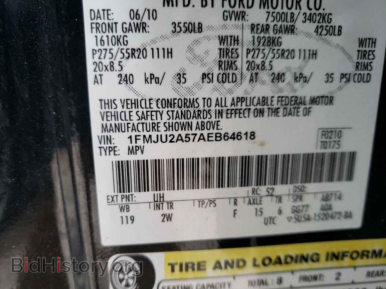 2010 FORD EXPEDITION - VIN: 1FMJU2A57AEB64618 - Фото 10