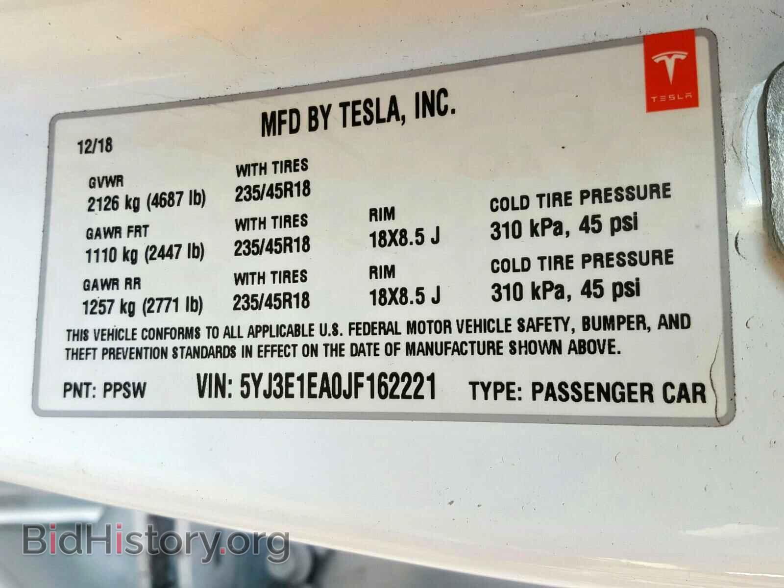 2018 TESLA MODEL 3 - VIN: 5YJ3E1EA0JF162221 - Photo 10