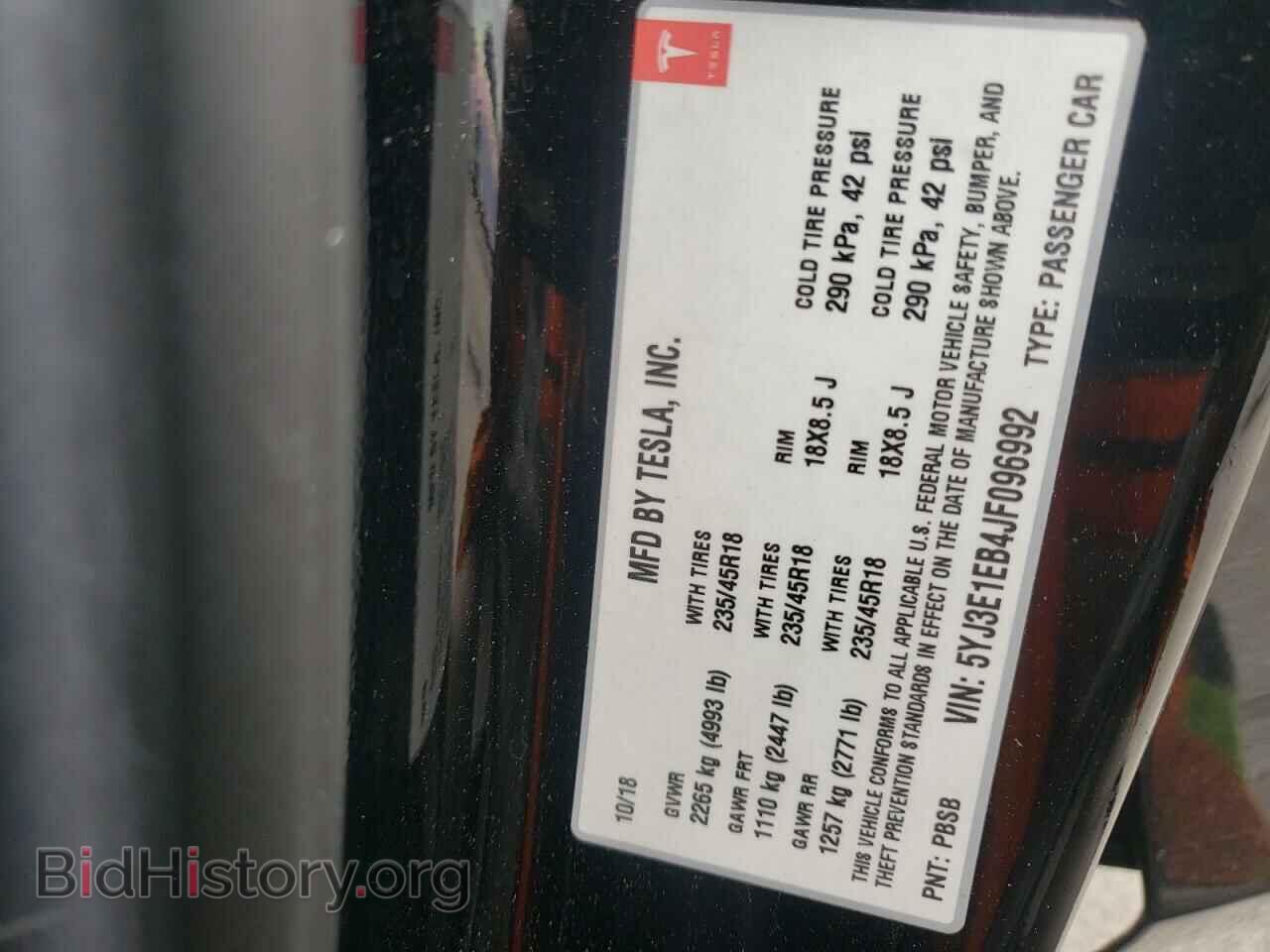 2018 TESLA MODEL 3 - VIN: 5YJ3E1EB4JF096992 - Фото 10