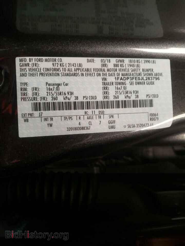 2018 FORD FOCUS - VIN: 1FADP3FE0JL283796 - Фото 10