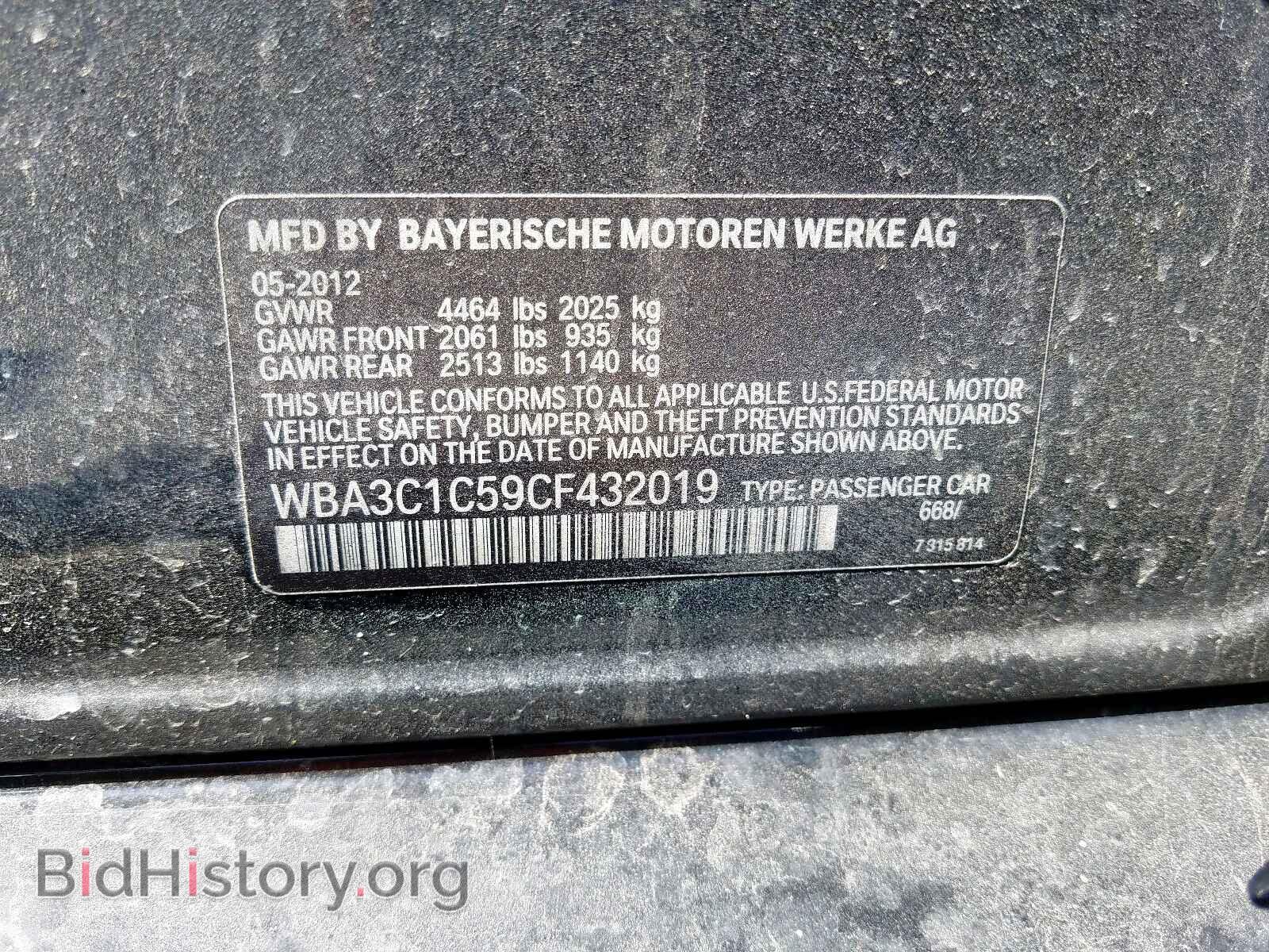 2012 BMW 3 SERIES - VIN: WBA3C1C59CF432019 - Фото 10