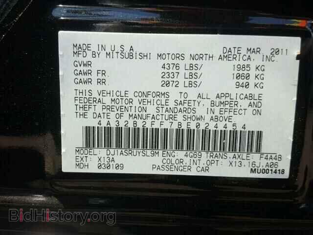2011 MITSUBISHI GALANT - VIN: 4A32B2FF7BE024454 - Фото 10