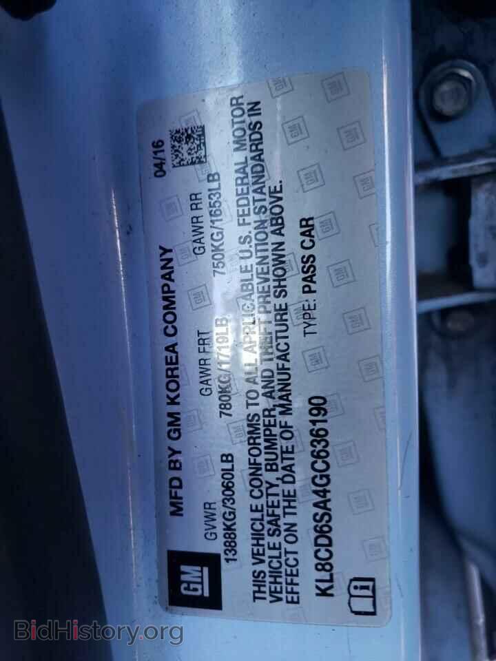 2016 CHEVROLET SPARK - VIN: KL8CD6SA4GC636190 - Фото 10