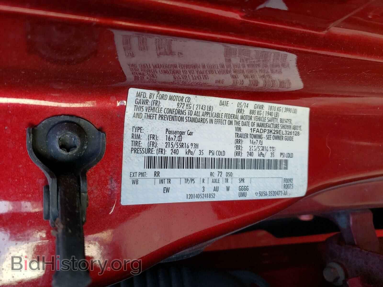 2014 FORD FOCUS - VIN: 1FADP3K29EL326128 - Фото 10