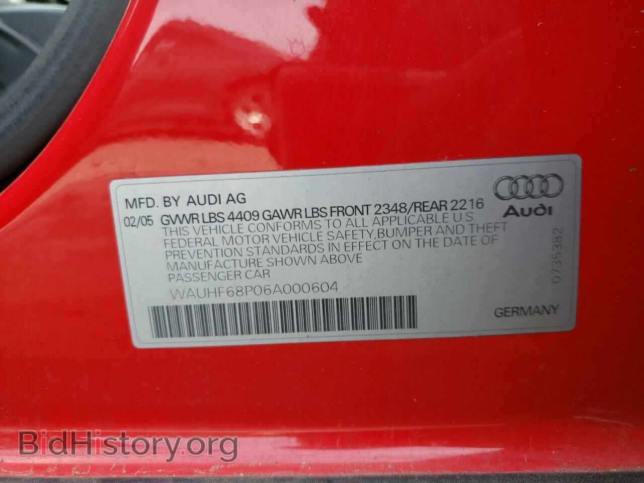 2006 AUDI A3 - VIN: WAUHF68P06A000604 - Фото 10