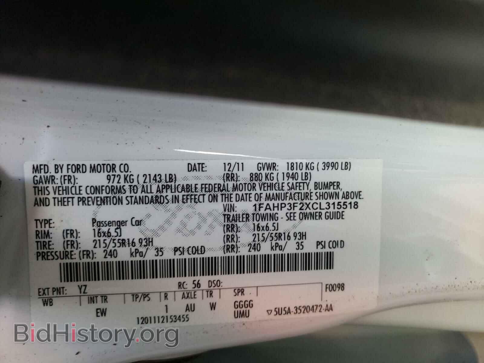 2012 FORD FOCUS - VIN: 1FAHP3F2XCL315518 - Photo 10