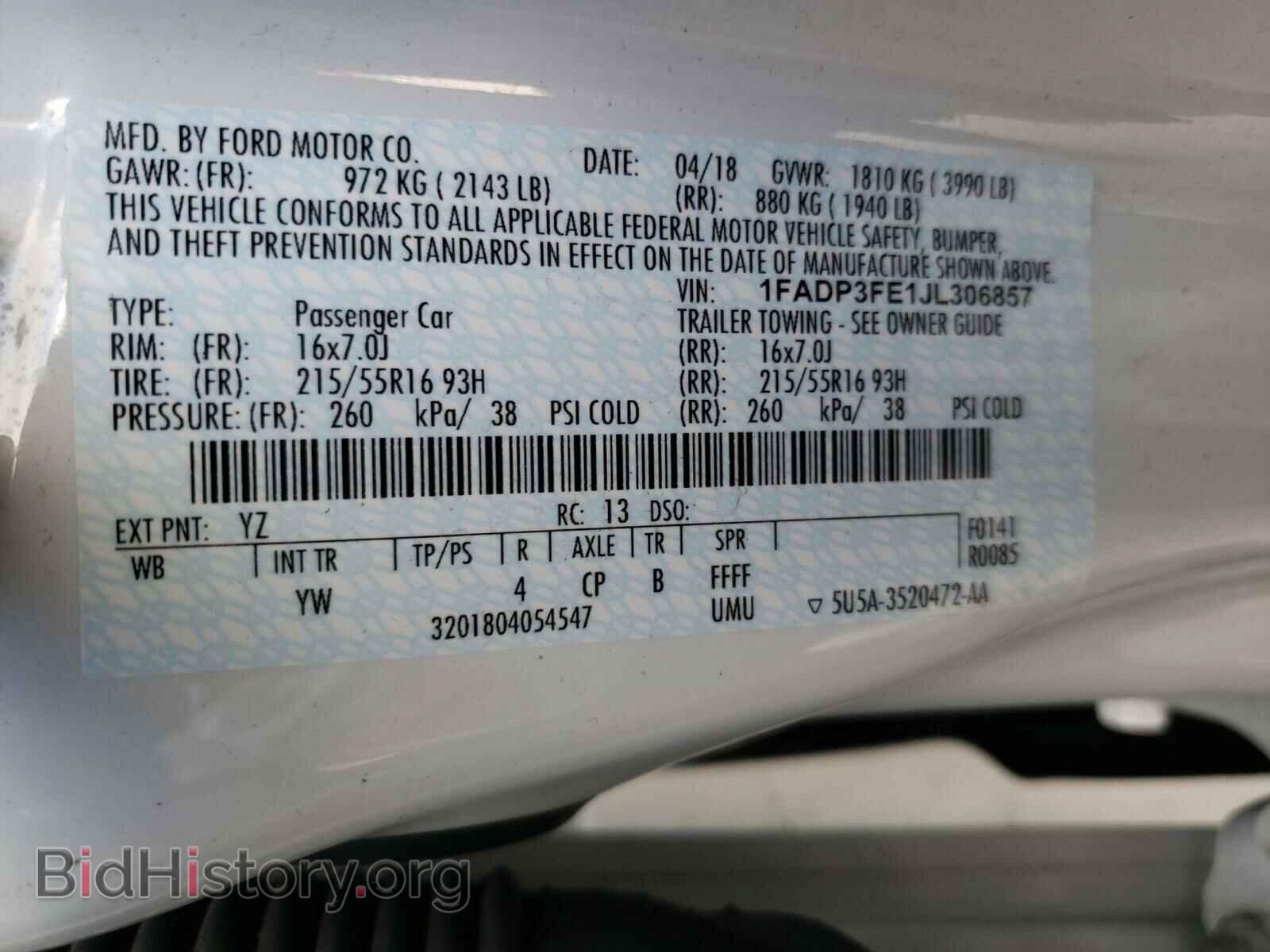 2018 FORD FOCUS - VIN: 1FADP3FE1JL306857 - Фото 10