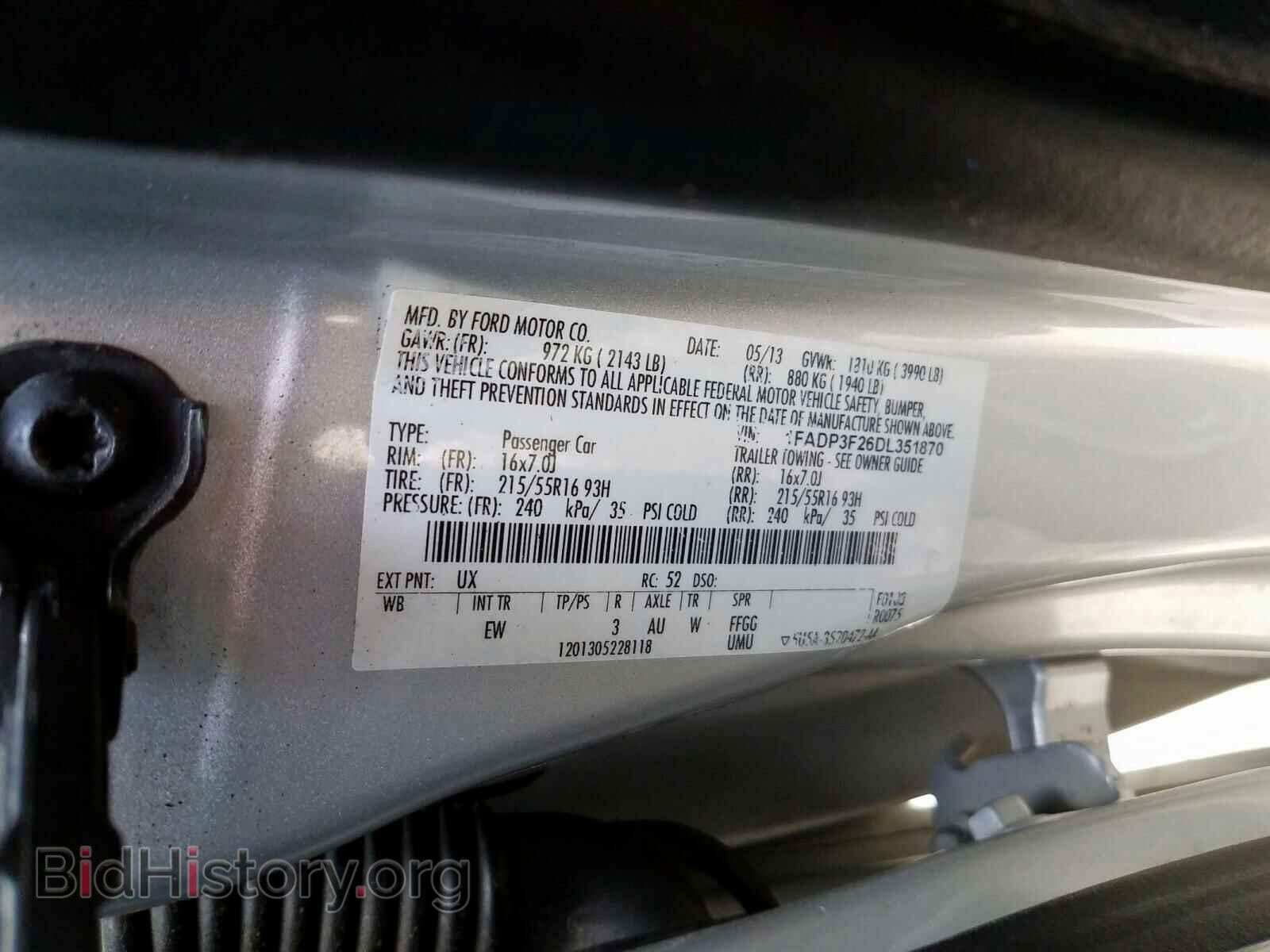 2013 FORD FOCUS - VIN: 1FADP3F26DL351870 - Фото 10