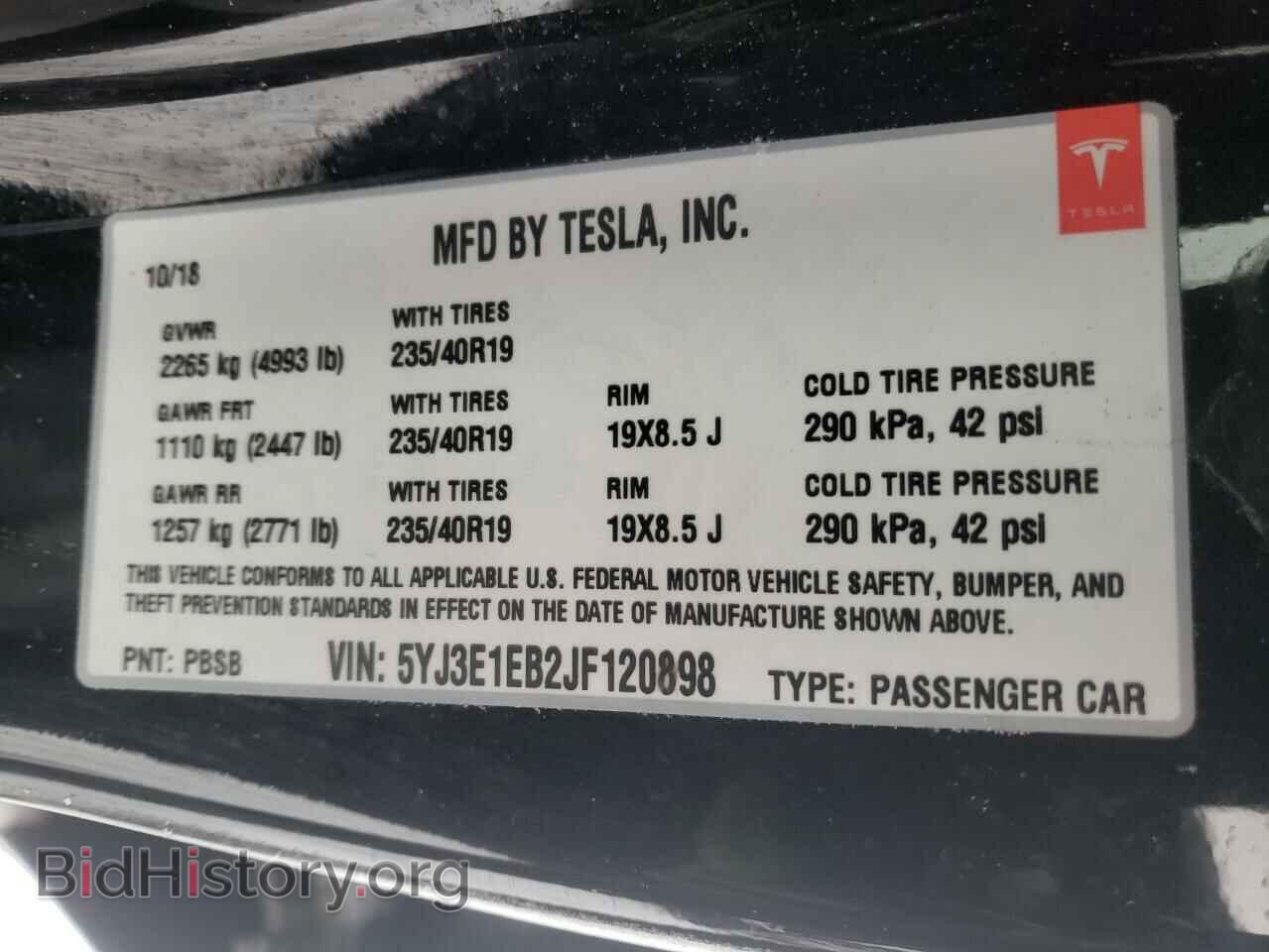 2018 TESLA MODEL 3 - VIN: 5YJ3E1EB2JF120898 - Фото 10