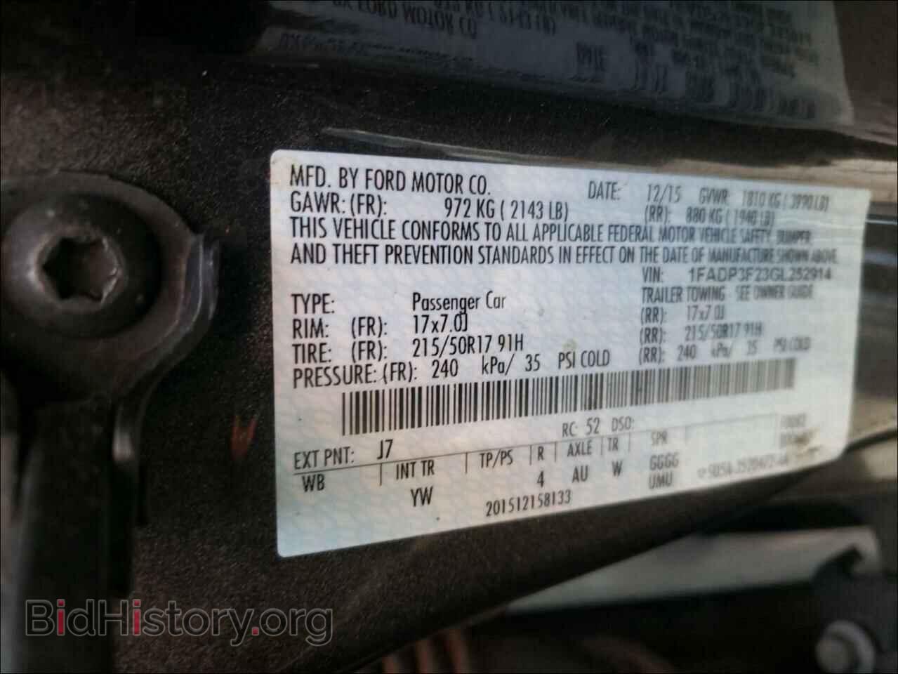 2016 FORD FOCUS - VIN: 1FADP3F23GL252914 - Фото 10
