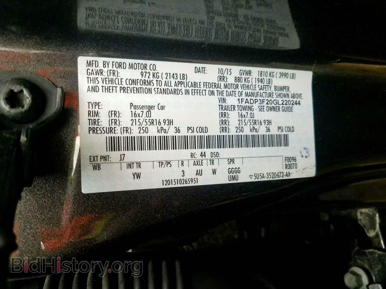 2016 FORD FOCUS - VIN: 1FADP3F20GL220244 - Фото 10