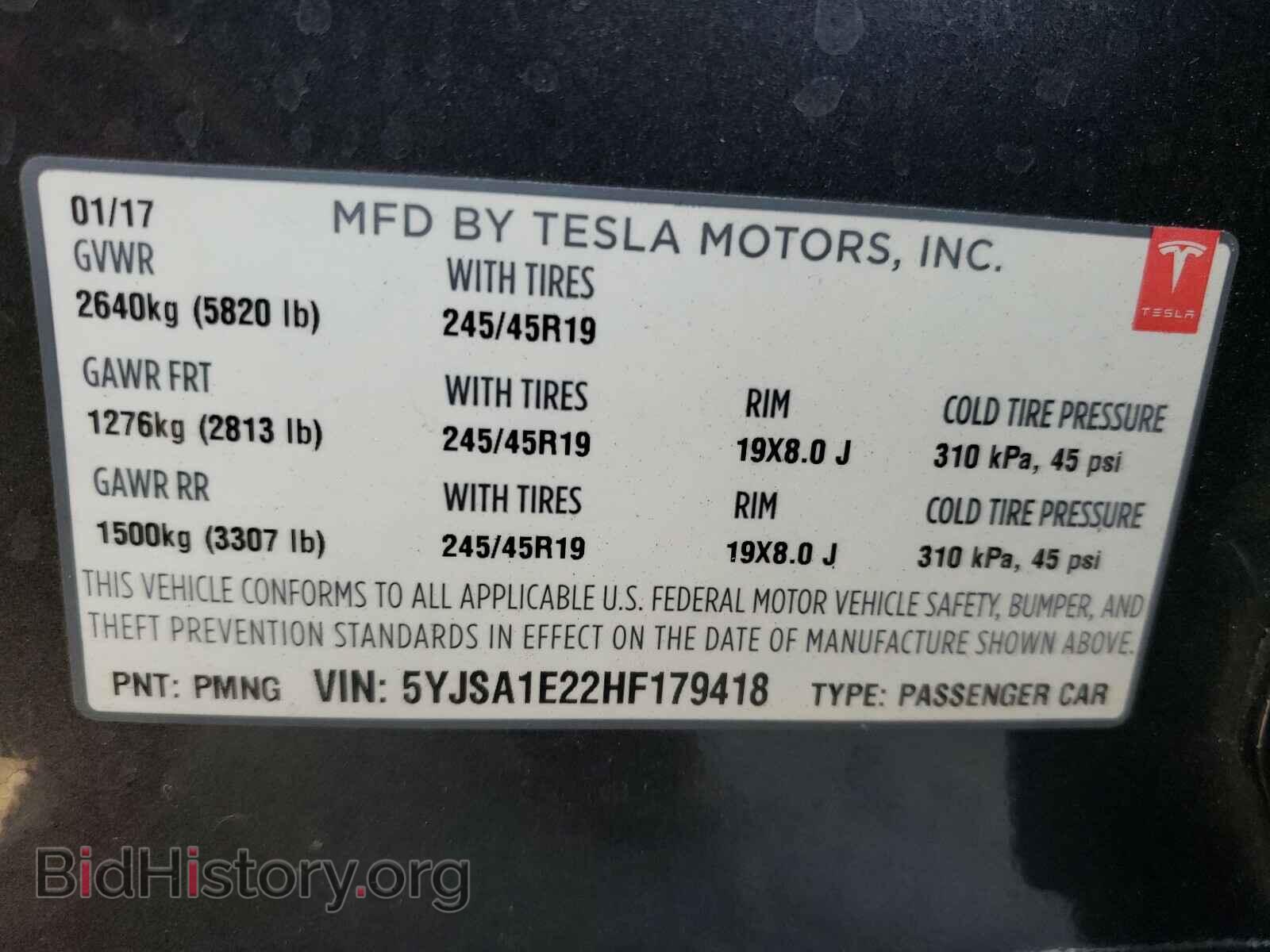 2017 TESLA MODEL S - VIN: 5YJSA1E22HF179418 - Photo 10