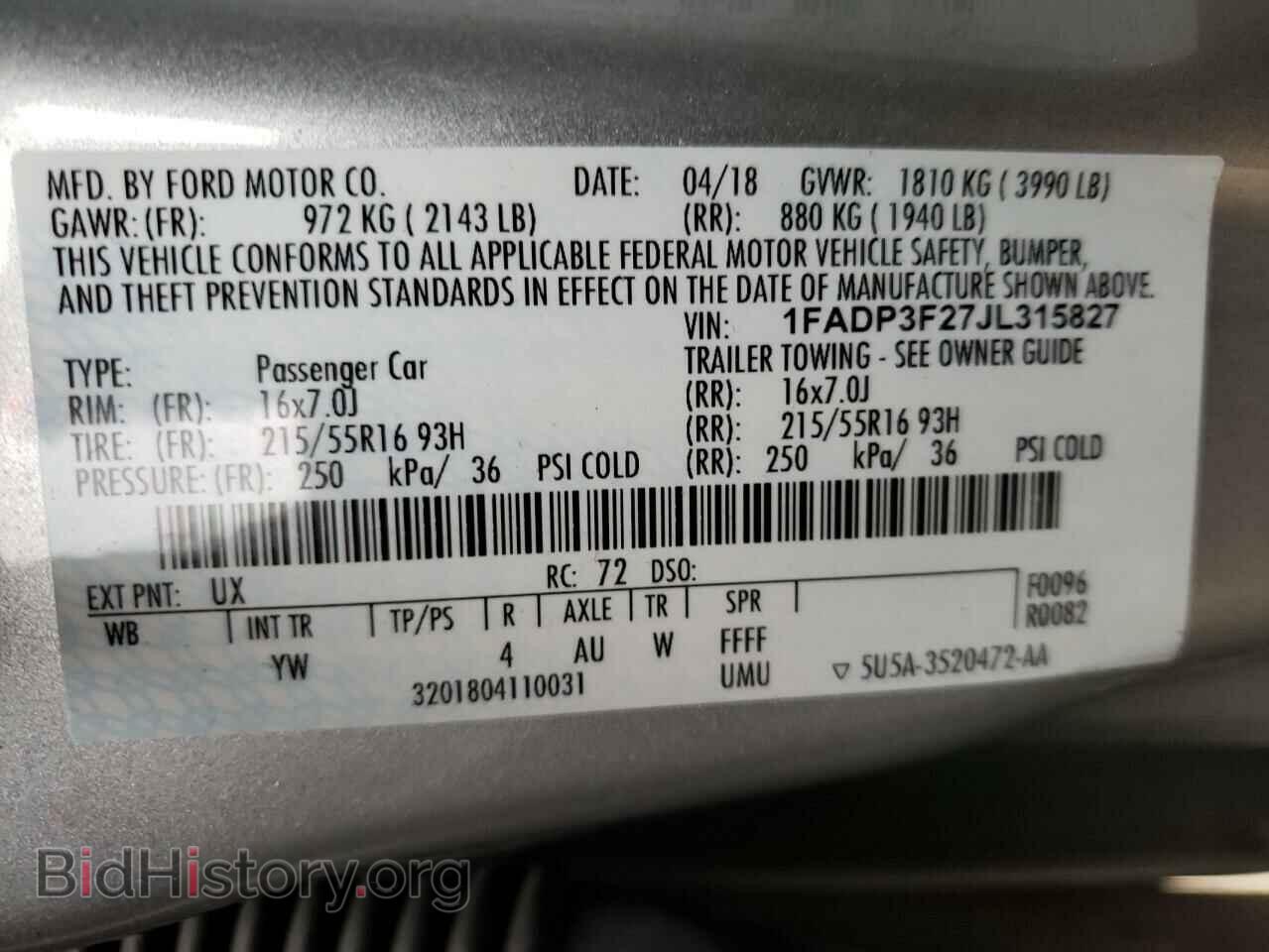 2018 FORD FOCUS - VIN: 1FADP3F27JL315827 - Фото 10