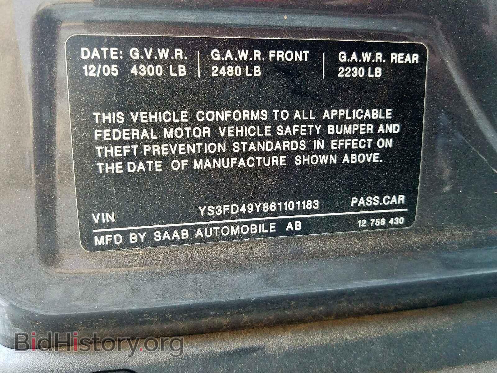 2006 SAAB 9 3 - VIN: YS3FD49Y861101183 - Фото 10