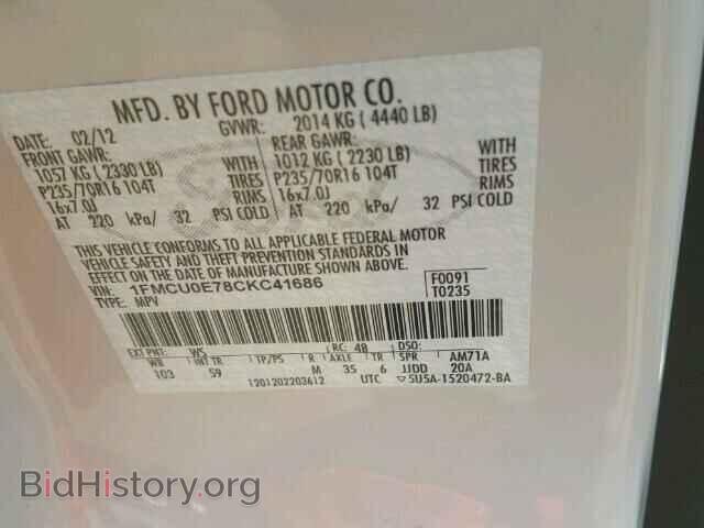 2012 FORD ESCAPE - VIN: 1FMCU0E78CKC41686 - Фото 10