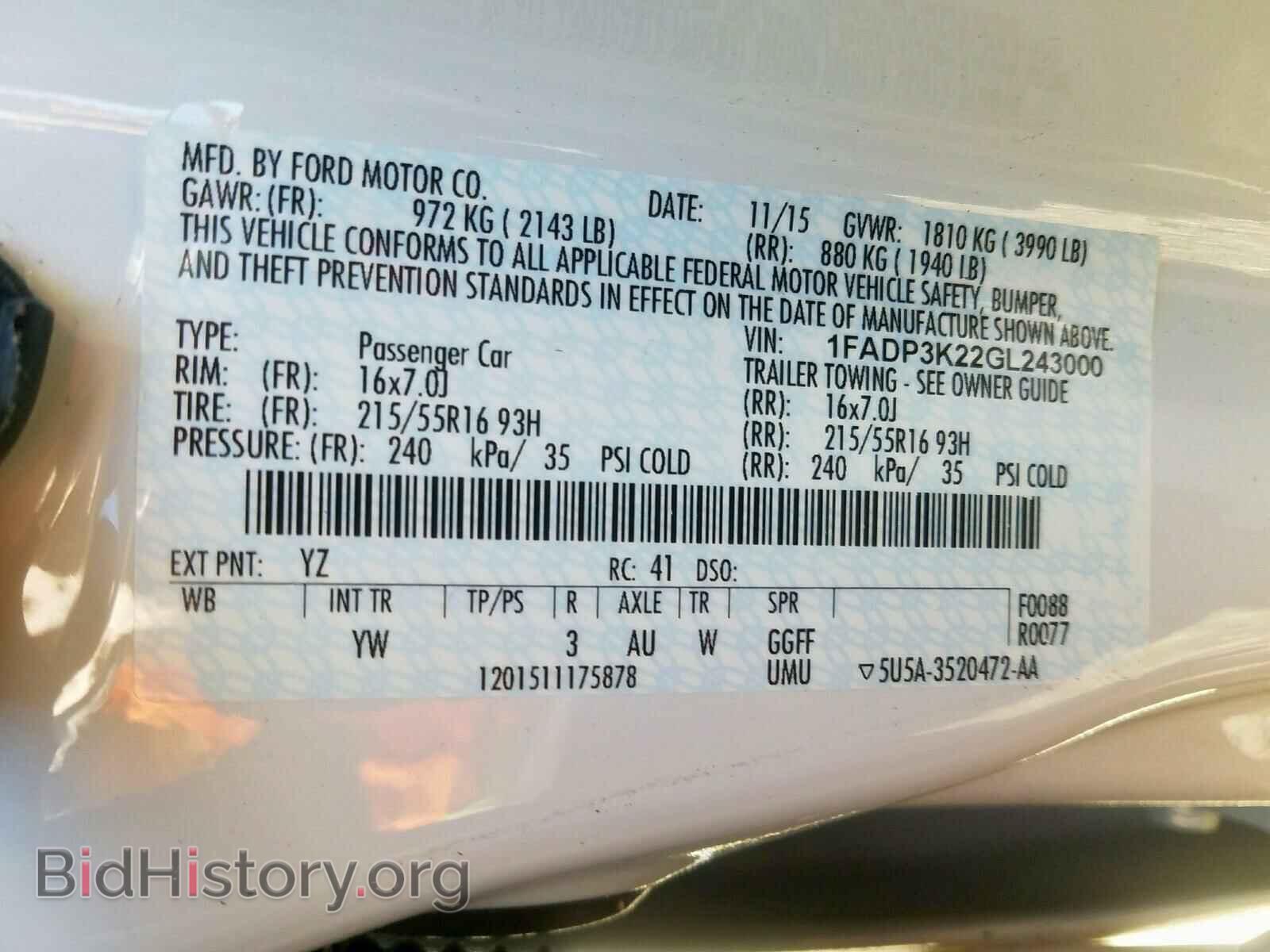 2016 FORD FOCUS - VIN: 1FADP3K22GL243000 - Photo 10