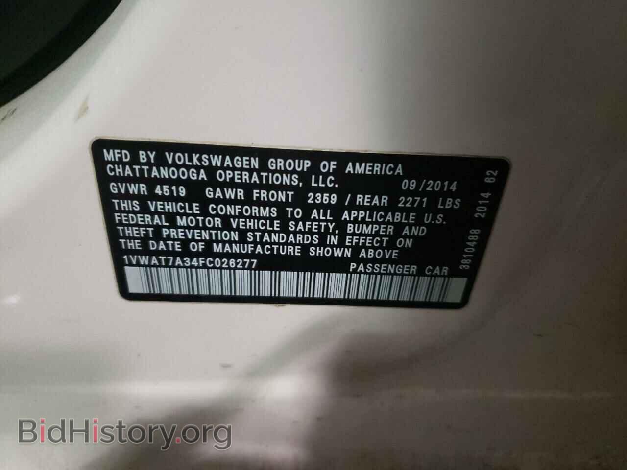 2015 VOLKSWAGEN PASSAT - VIN: 1VWAT7A34FC026277 - Фото 10