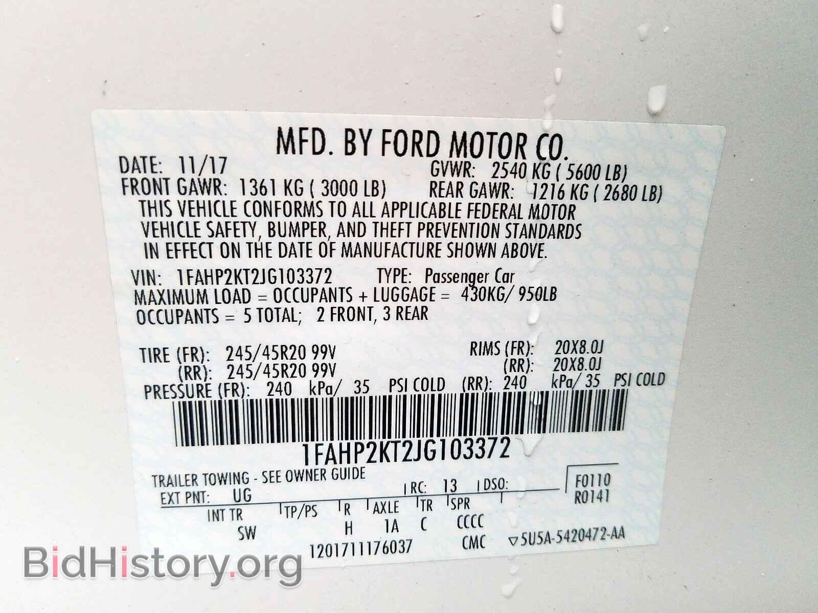 2018 FORD TAURUS - VIN: 1FAHP2KT2JG103372 - Фото 10
