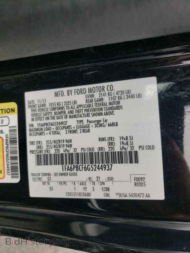 2016 FORD MUSTANG - VIN: 1FA6P8CF6G5244937 - Фото 10