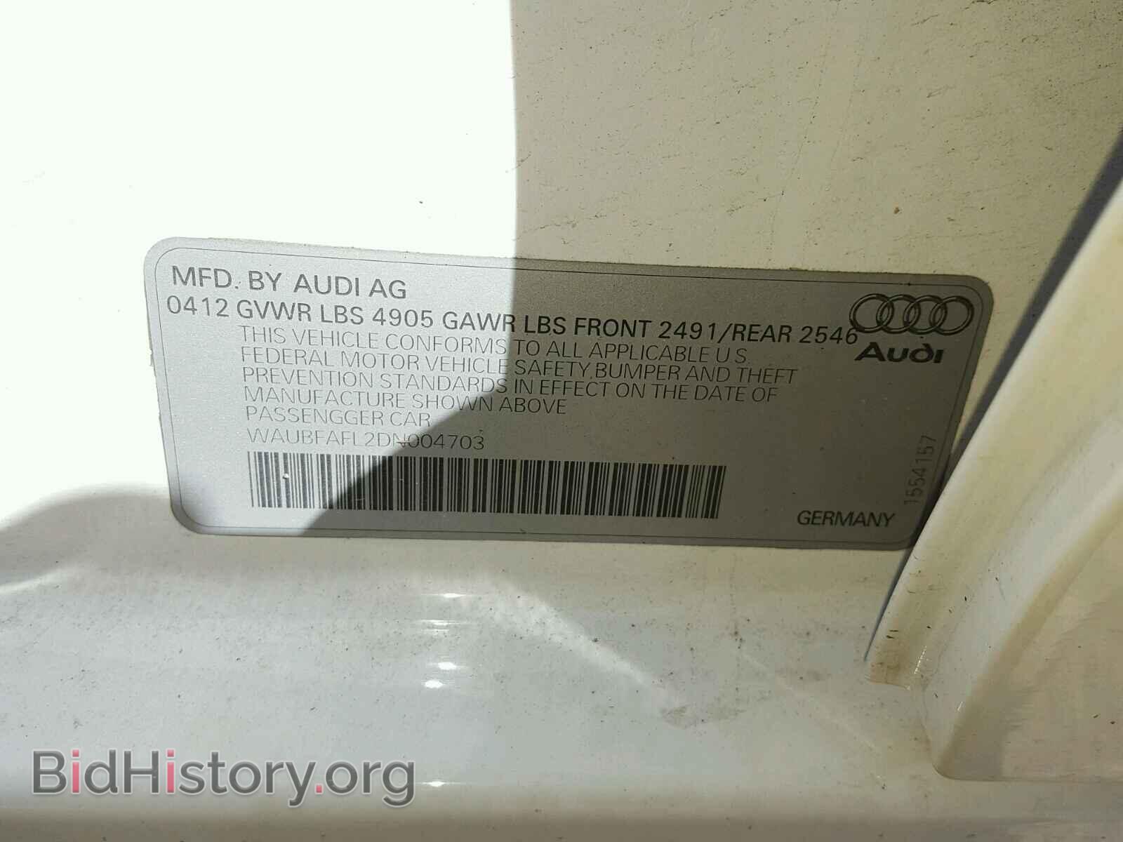 2013 AUDI A4 - VIN: WAUBFAFL2DN004703 - Photo 10