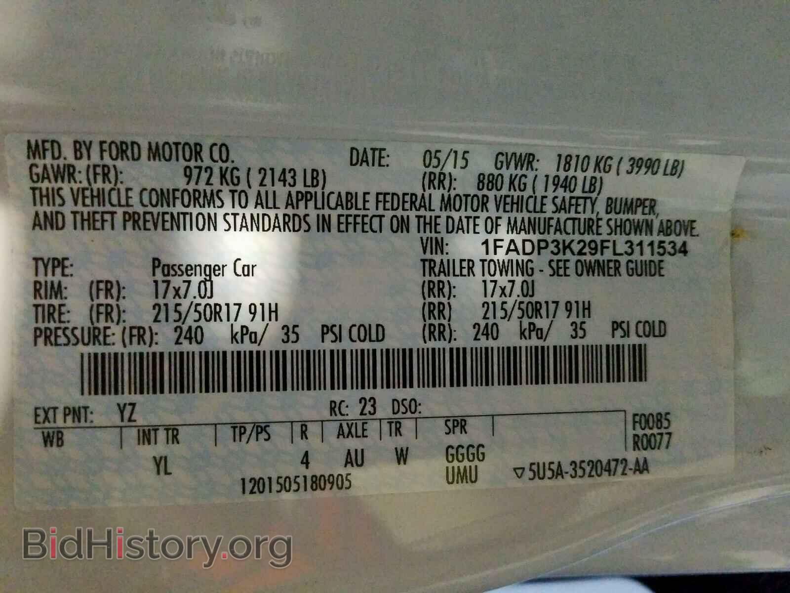 2015 FORD FOCUS - VIN: 1FADP3K29FL311534 - Фото 10